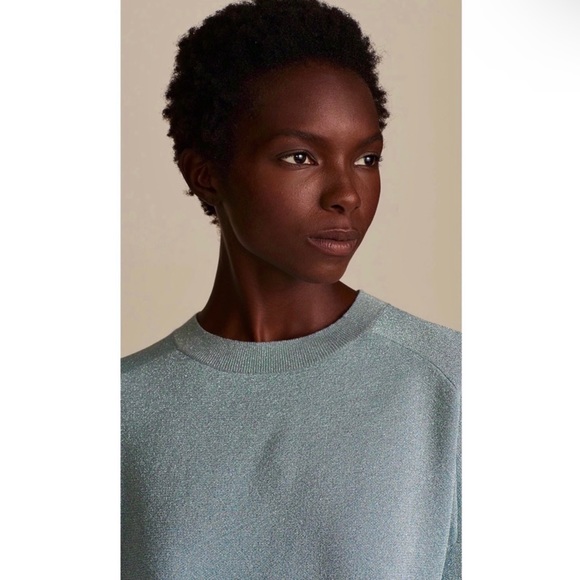 REBECCA TAYLOR BLUE METALLIC SWEATER - Picture 3 of 10